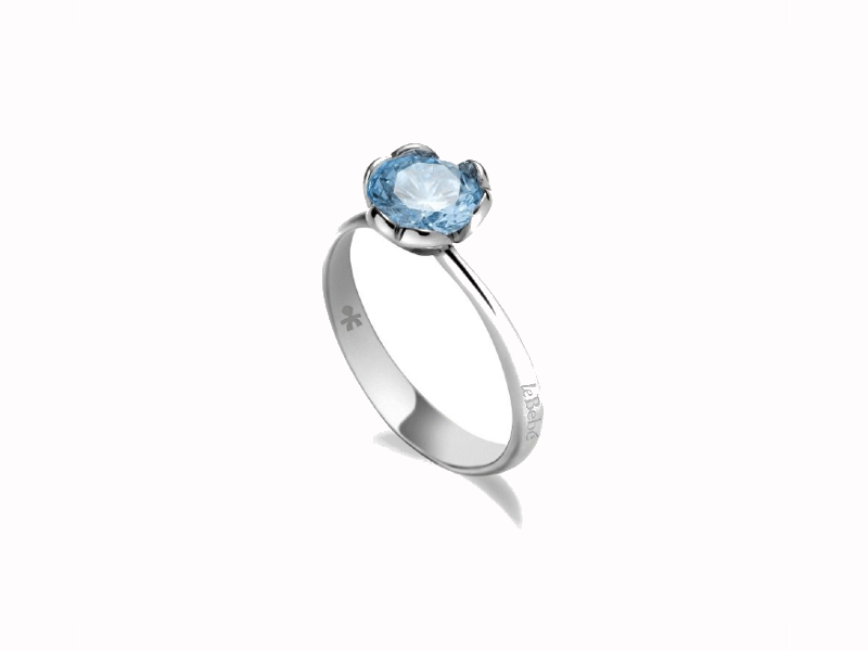 ANELLO ORO BIANCO 9 KT E TOPAZIO AZZURRO DI SINTESI LOVELY LE BEBE' LBB601